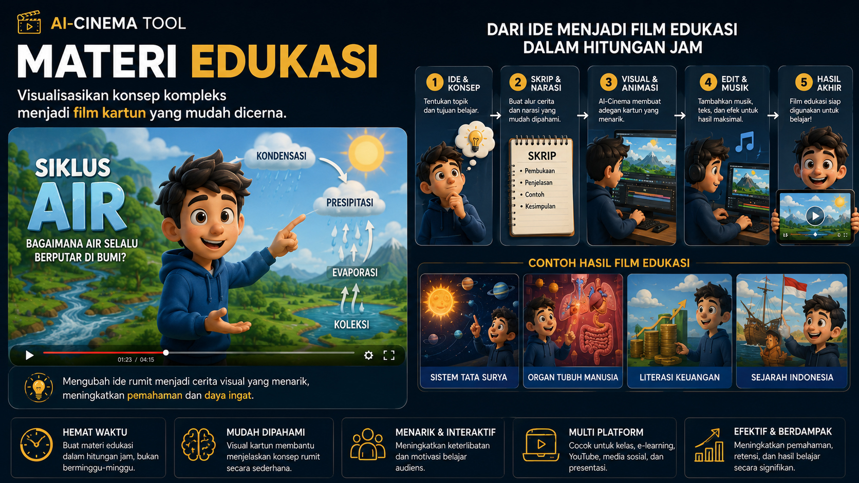 Materi edukasi menggunakan AI-Cinema