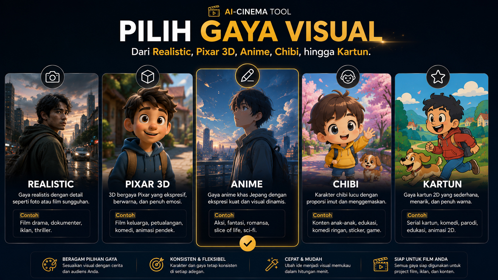 Pilihan gaya visual AI-Cinema